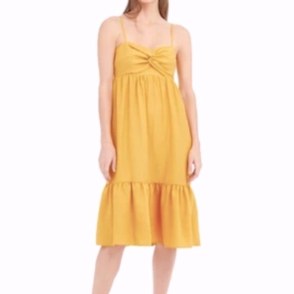 Midi Tiered Mustard Sundress NWOT Large - Picture 10 of 10